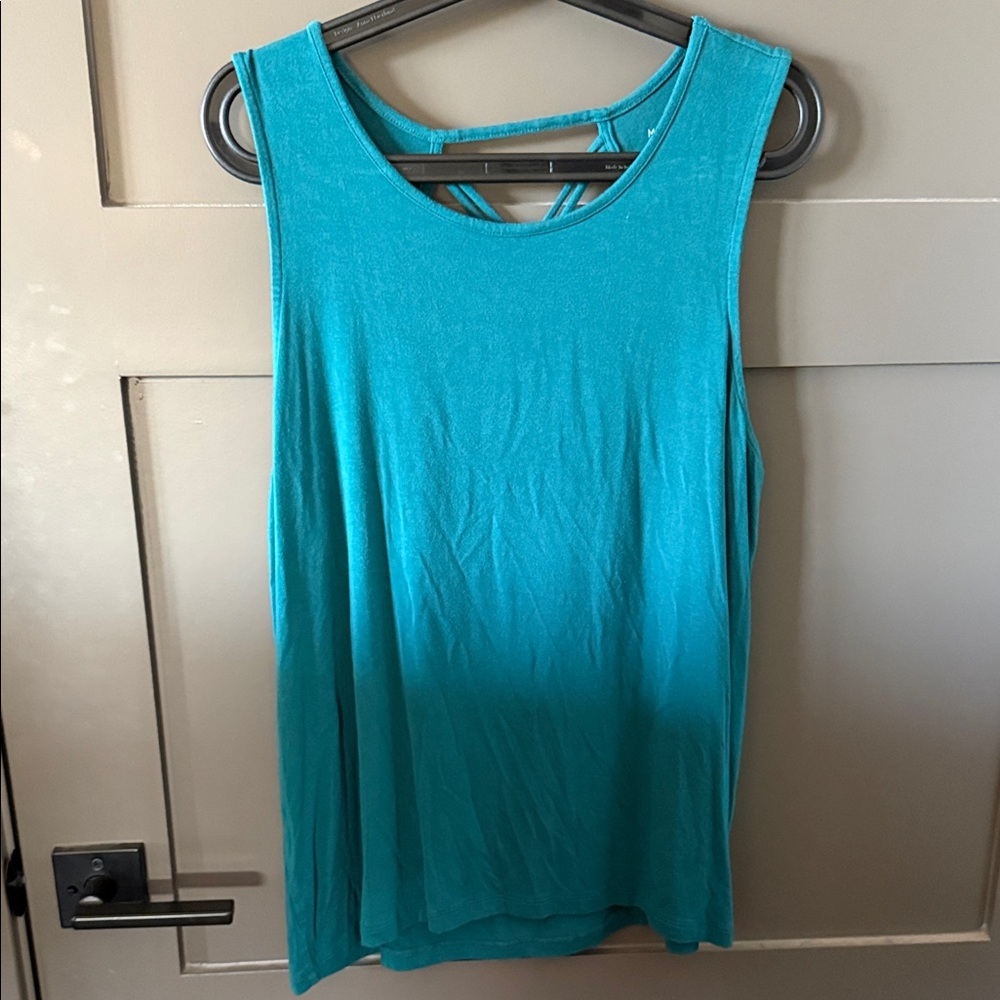 Market & Spruce Teal Sleeveless Top with crochet back detail
